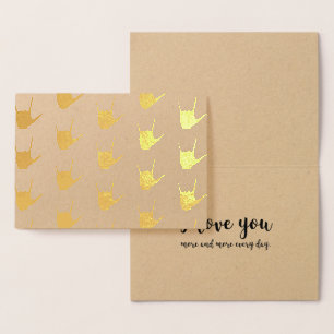 ASL Sign Language I Love You Gold Foil Kraft Card