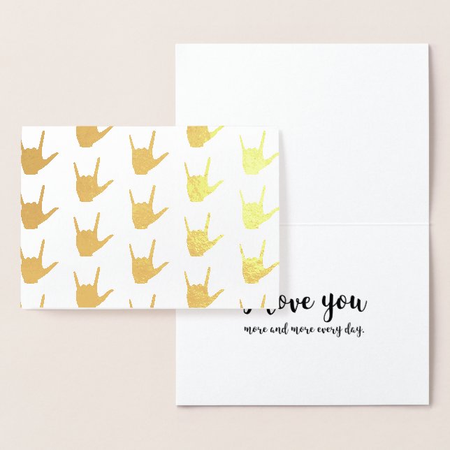 ASL Sign Language I Love You Gold Foil Kraft Card (Display)