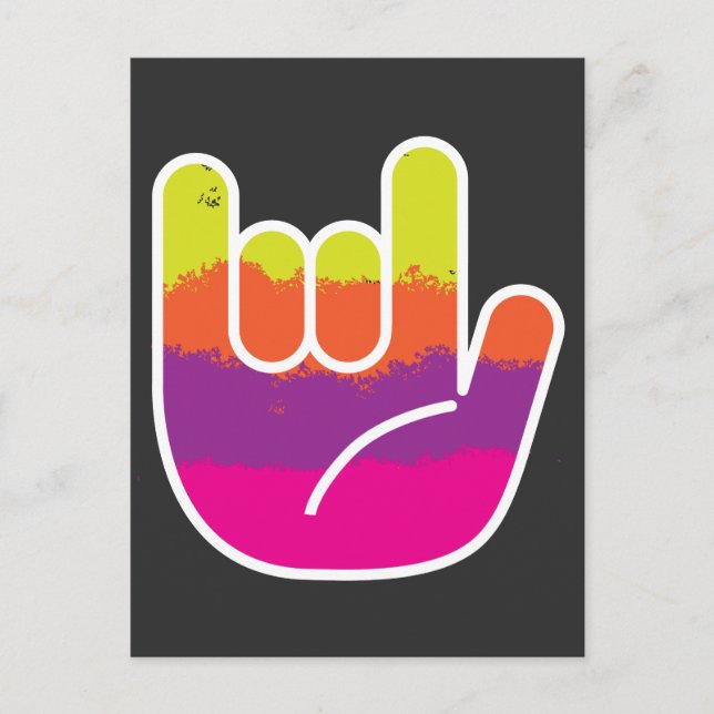 ASL Sign Language I Love You Tie Dye Postcard (Front)