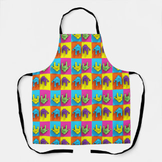 ASL Sign Language Pixel Love Pop Apron