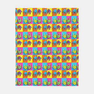 ASL Sign Language Pixel Love Pop Fleece Blanket