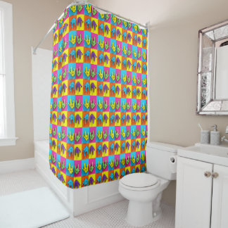 ASL Sign Language Pixel Love Pop Shower Curtain