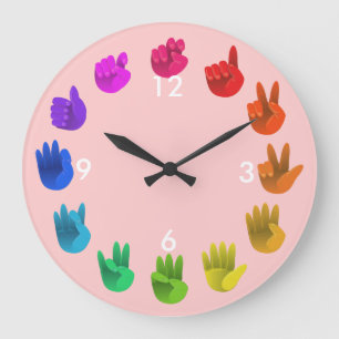 ASL Sign language rainbow colour wheel light Large Clock