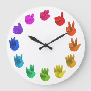 ASL Sign language rainbow colour wheel light Large Clock