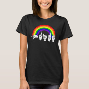 Asl Sign Language Rainbow Lgbt Pride Hand Talking T-Shirt