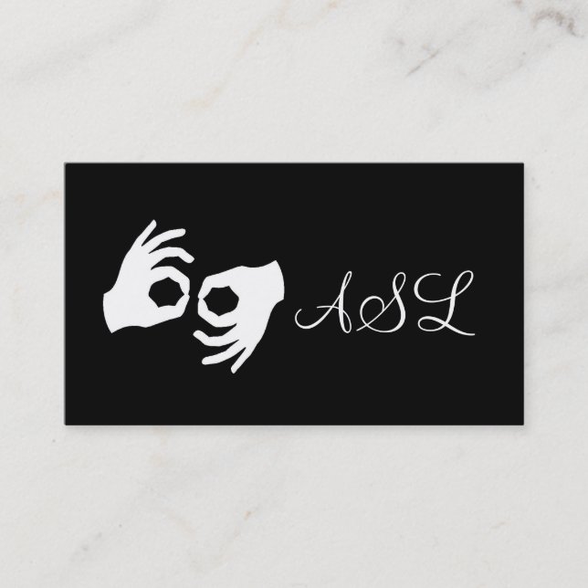 ASL, Sign Language,  Translator, Business Card (Front)