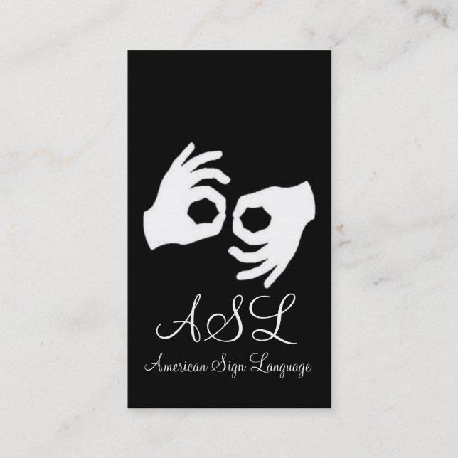 ASL, Sign Language,  Translator, Business Card (Front)