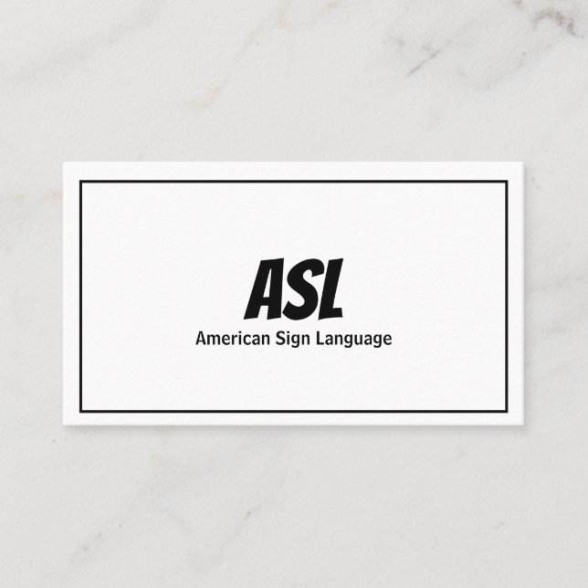 ASL, Sign Language,  Translator, Business Card (Front)