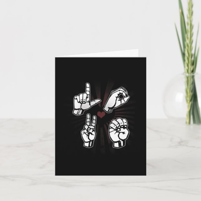 Asl Sign Language Valentines Day 2021 Gift For Dea Card (Front)