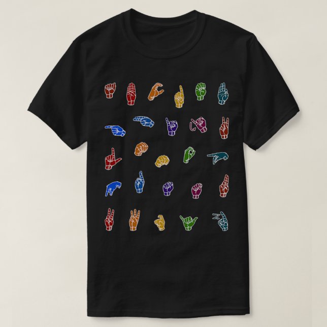 ASL Stickers ABCs Individual ASL Alphabet Letters  T-Shirt (Design Front)