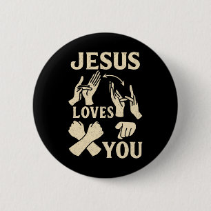 Asl Teacher American Sign Language Christian Jesus 6 Cm Round Badge