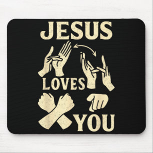 Asl Teacher American Sign Language Christian Jesus Mouse Pad
