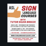 ASL Thumbs-up Gesture Sign Language Course Advert  Flyer<br><div class="desc">ASL Thumbs-up Gesture Sign Language Course Advertising Flyers By The Business Card Store.</div>