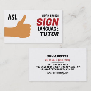 ASL Thumbs-up Gesture Sign Language Tutor, Teacher Business Card