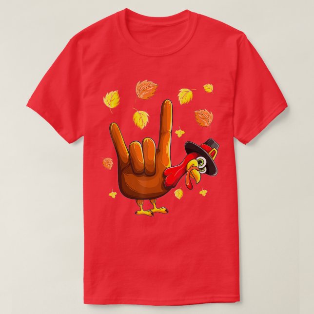 ASL Tukey American Sign Language I Love You Thanks T-Shirt (Design Front)