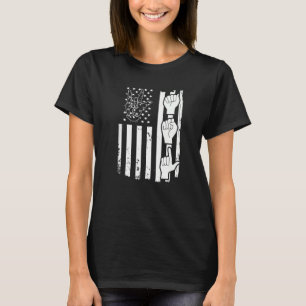 Asl Usa Flag American Sign Language T-Shirt