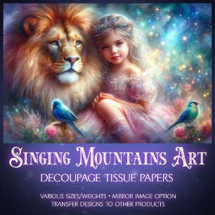 Aslan Narnia Lion With Girl Decoupage  Tissue Paper