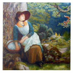 Asleep in the Woods (by Arthur Hughes) Ceramic Tile