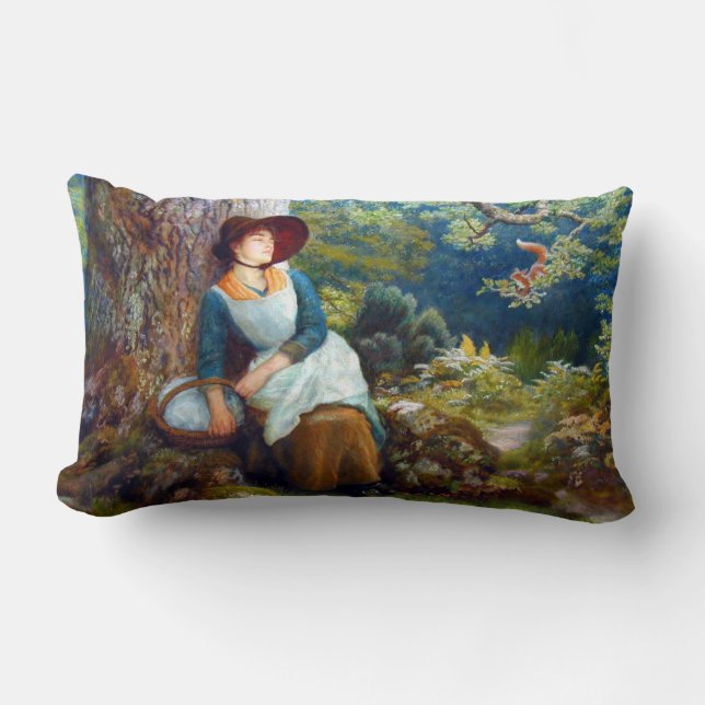 Asleep in the Woods (by Arthur Hughes) Lumbar Cushion (Front)