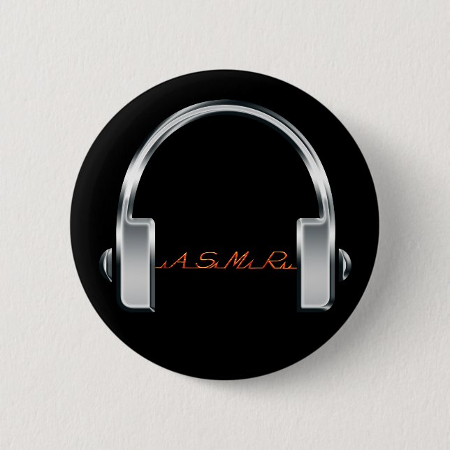 ASMR Headphones 6 Cm Round Badge (Front)