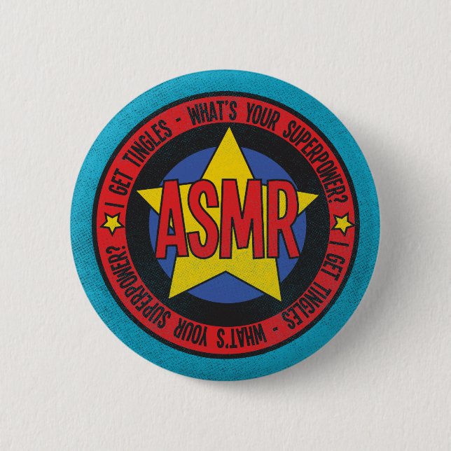 ASMR What's Your Superpower Distressed Logo 6 Cm Round Badge (Front)