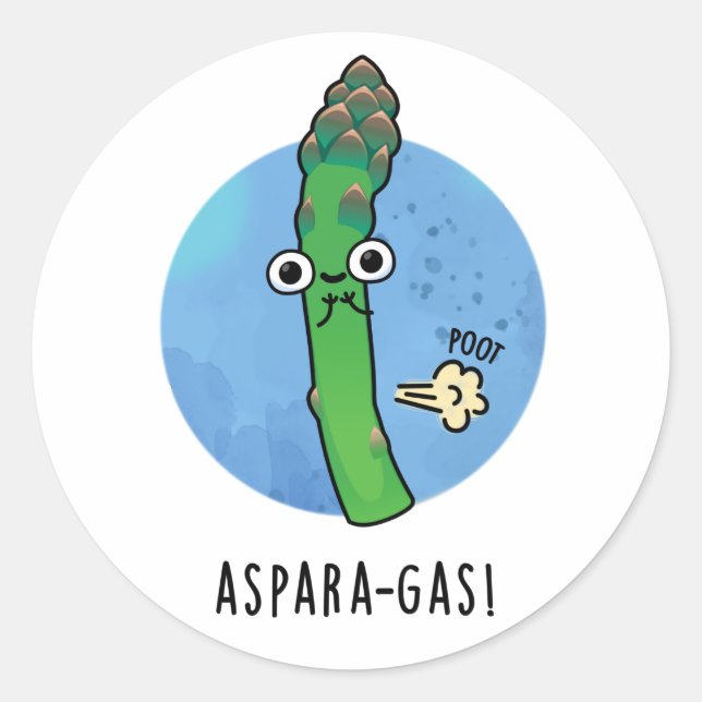 Aspara-gas Funny Asparagus Veggie Pun  Classic Round Sticker (Front)