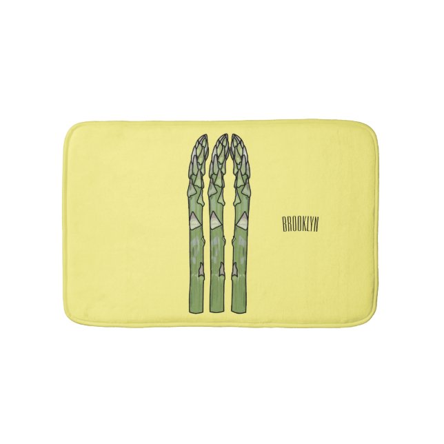 Asparagus cartoon illustration  bath mat (Front)