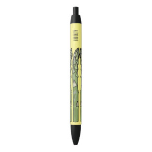 Asparagus cartoon illustration  black ink pen