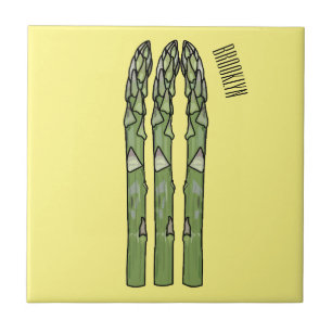 Asparagus cartoon illustration  ceramic tile