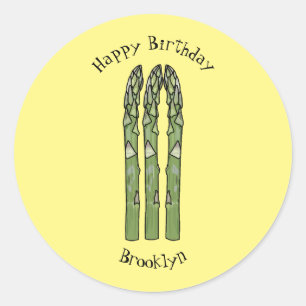 Asparagus cartoon illustration classic round sticker