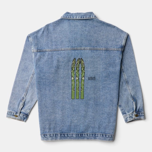 Asparagus cartoon illustration  denim jacket (Back)