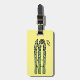 Asparagus cartoon illustration luggage tag