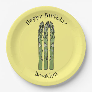 Asparagus cartoon illustration paper plate