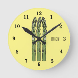 Asparagus cartoon illustration round clock