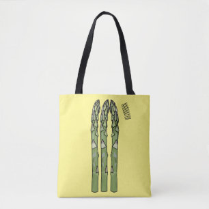 Asparagus cartoon illustration tote bag