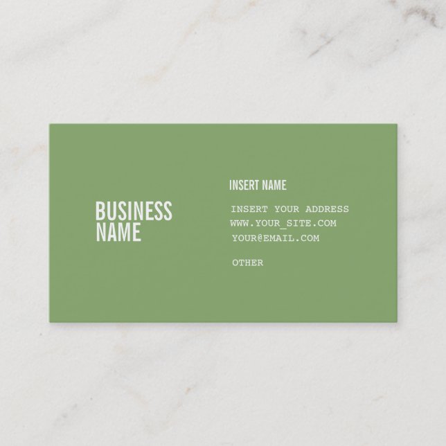 Asparagus Format With Columns Condensed Fonts Business Card (Front)