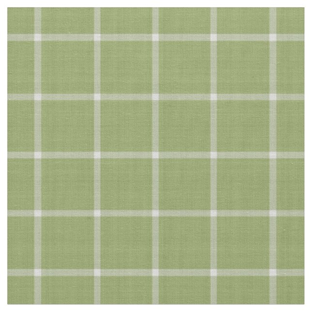Asparagus Green windowpane plaid gingham Fabric (Close Up)