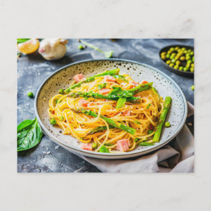 Asparagus Pasta with Cream Sauce Holiday Postcard