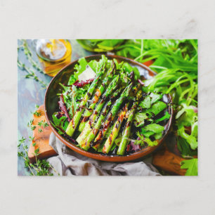 Asparagus Salad with Mixed Greens Holiday Postcard