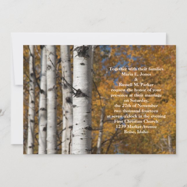Aspen Alley In Fall Orange Wedding Invitations (Front)