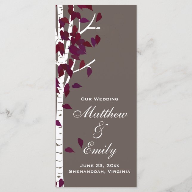 Aspen Birch Trees Wedding Program (Front)