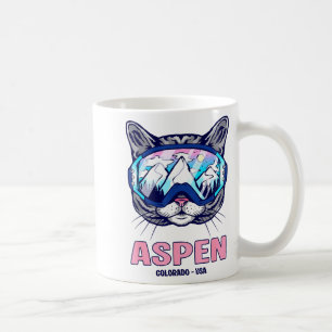 Aspen cat ski goggles mountain panorama coffee mug