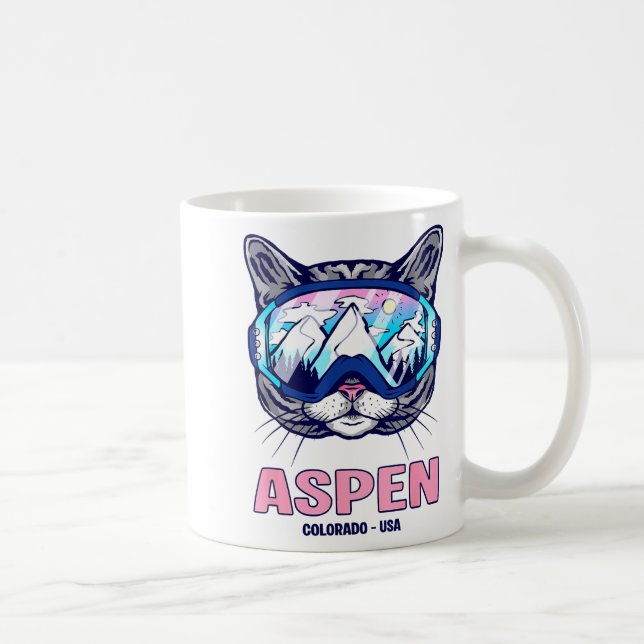 Aspen cat ski goggles mountain panorama  coffee mug (Right)