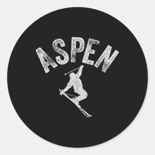 Aspen Co Ski Colorado Cool Aspen Skiing Co Winter Classic Round Sticker