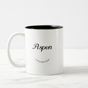 Aspen Colorado Black Font Two-Tone Coffee Mug
