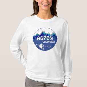Aspen Colorado blue ladies ski art hoodie T-Shirt