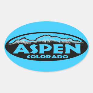 Aspen Colorado blue oval stickers