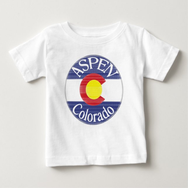 Aspen Colorado circle flag baby tee (Front)