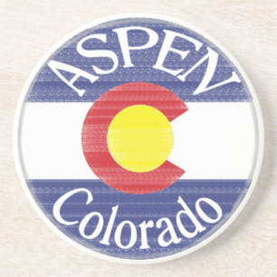 Aspen Colorado circle flag drink coasters