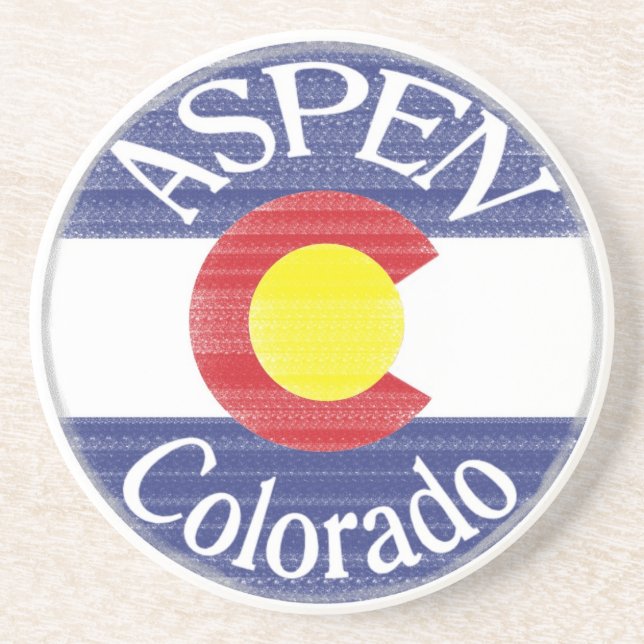 Aspen Colorado circle flag drink coasters (Front)